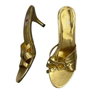 Madness Metallic Gold kitten heels